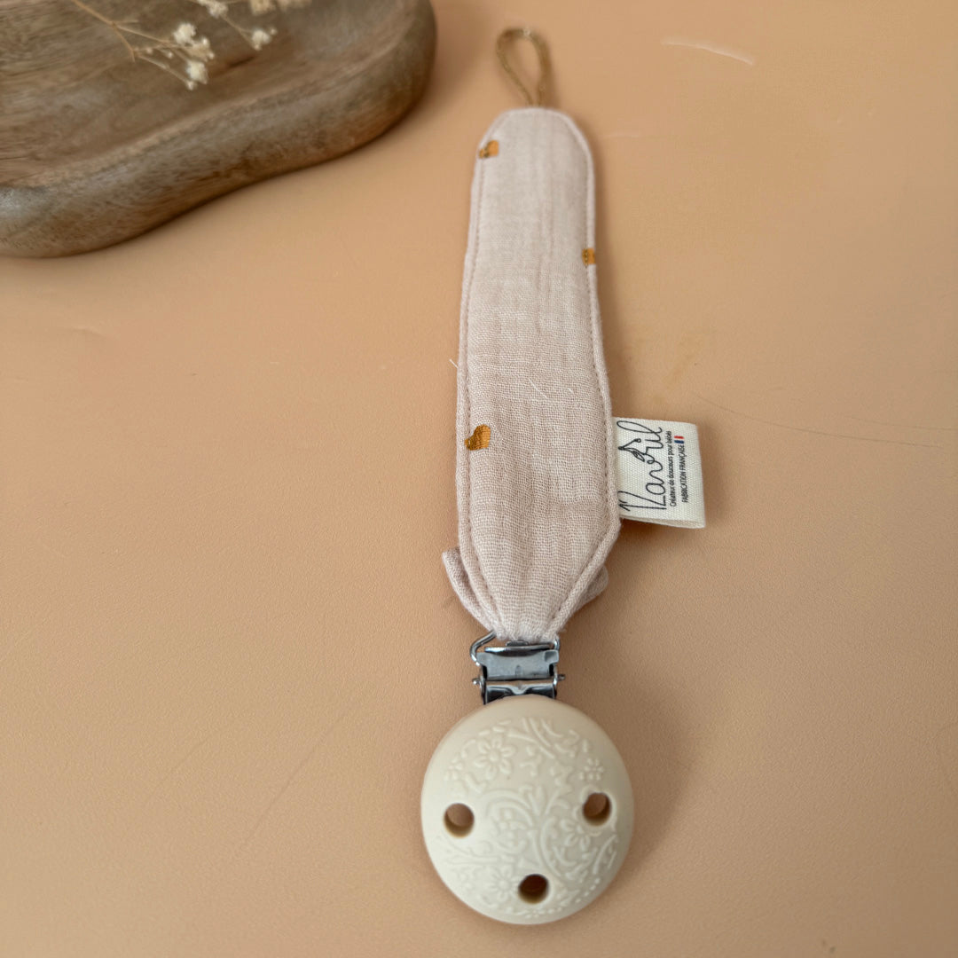 Attache tétine personnalisée en gaze de coton - Motifs naturels
