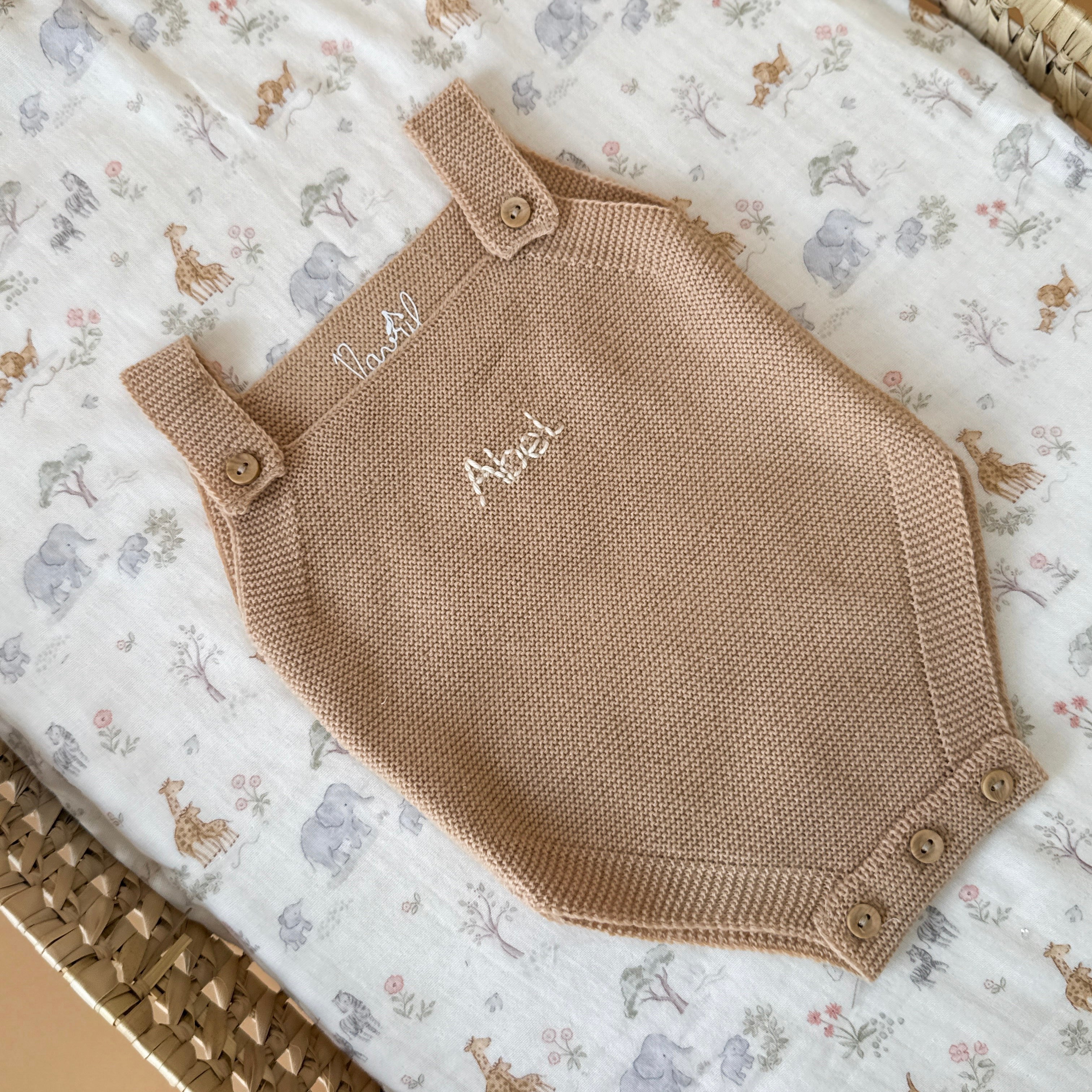 Barboteuse bébé en maille personnalisée Moka