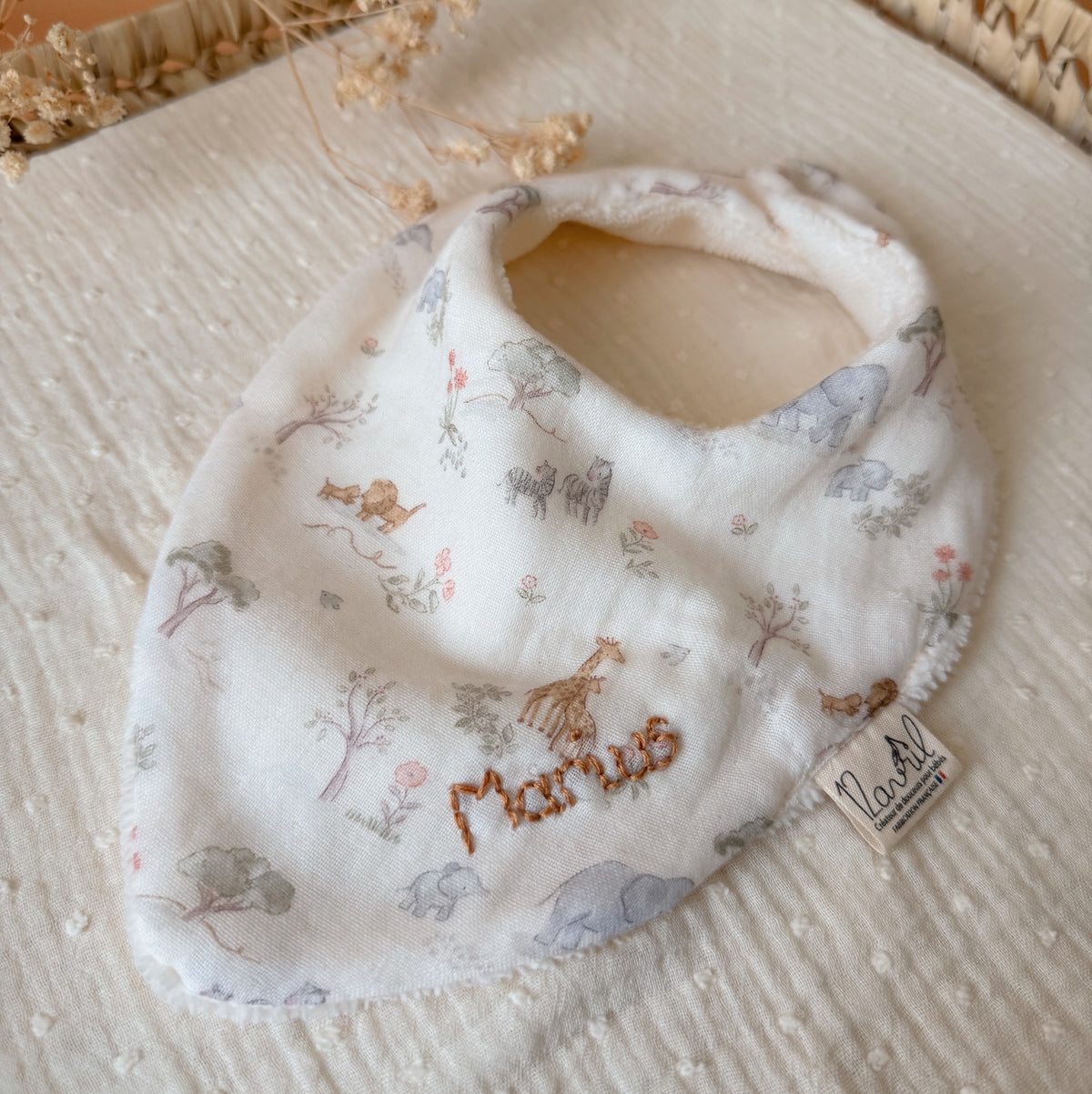 Bavoir BandaChic personnalisé - Motif Jungle et micro éponge de bambou
