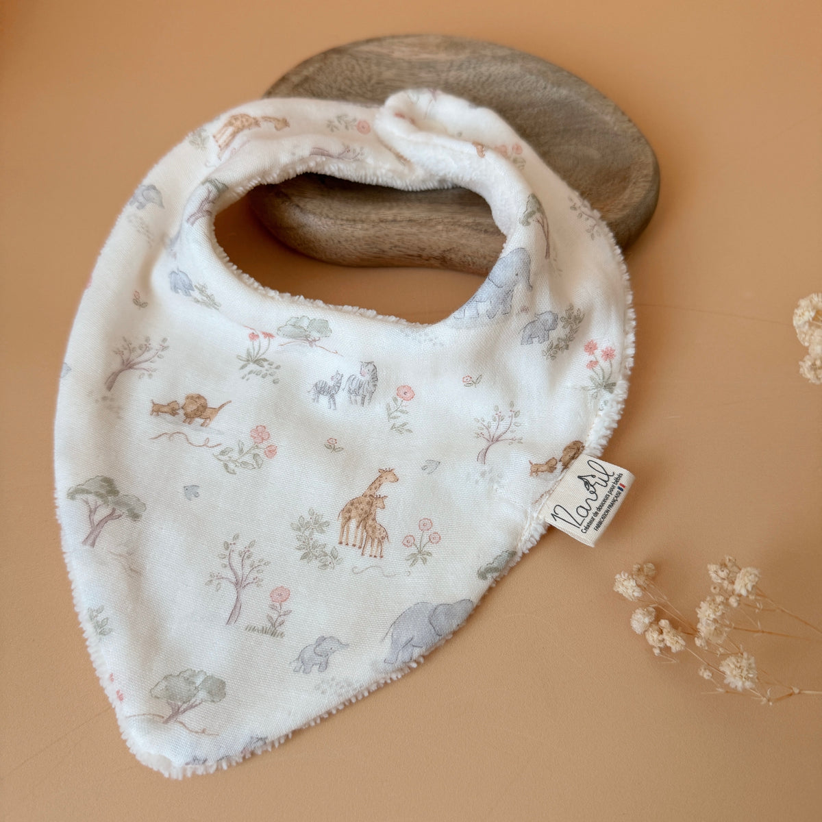 Bavoir BandaChic personnalisé - Motif Jungle et micro éponge de bambou