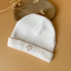 Bonnet de Naissance personnalisé Tricoté Blanc - ♡ Initiale brodée