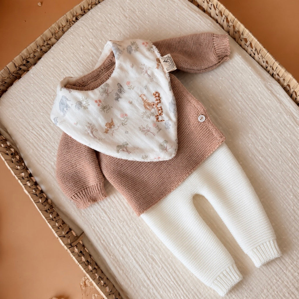 Brassière de naissance personnalisée en tricot - Couleur Moka
