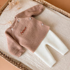 Brassière de naissance personnalisée en tricot - Couleur Moka