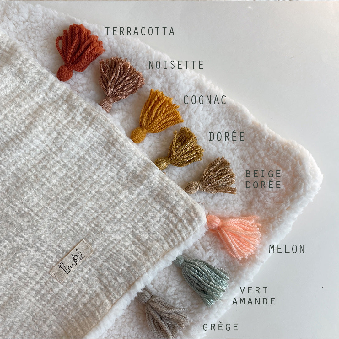 Range doudou - Gaze et Sherpa ÉCRU - Choix coloris de pompons