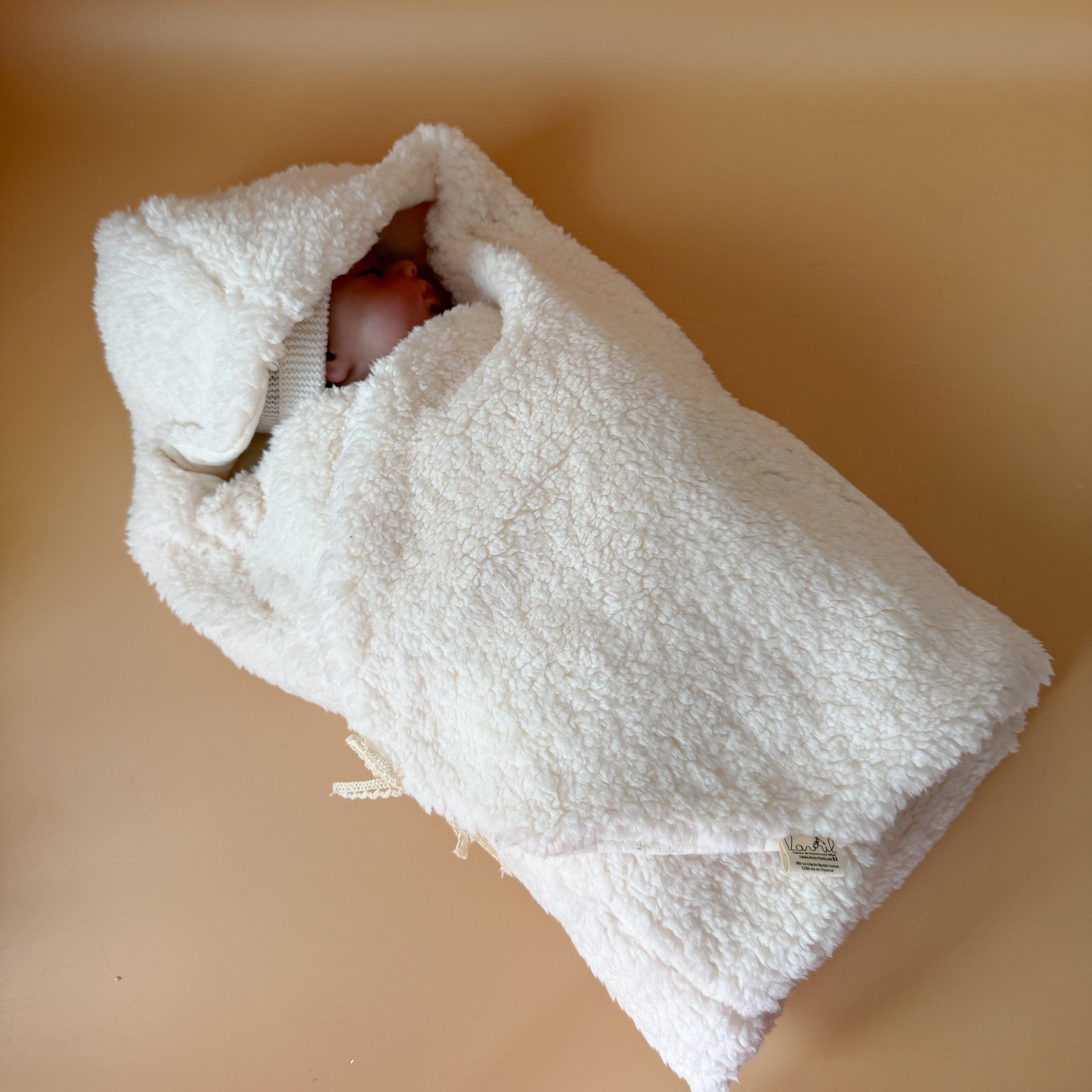 Couverture  Hiver Spéciale Cosy - Jersey matelassé / Fausse fourrure Sherpa -  Écru