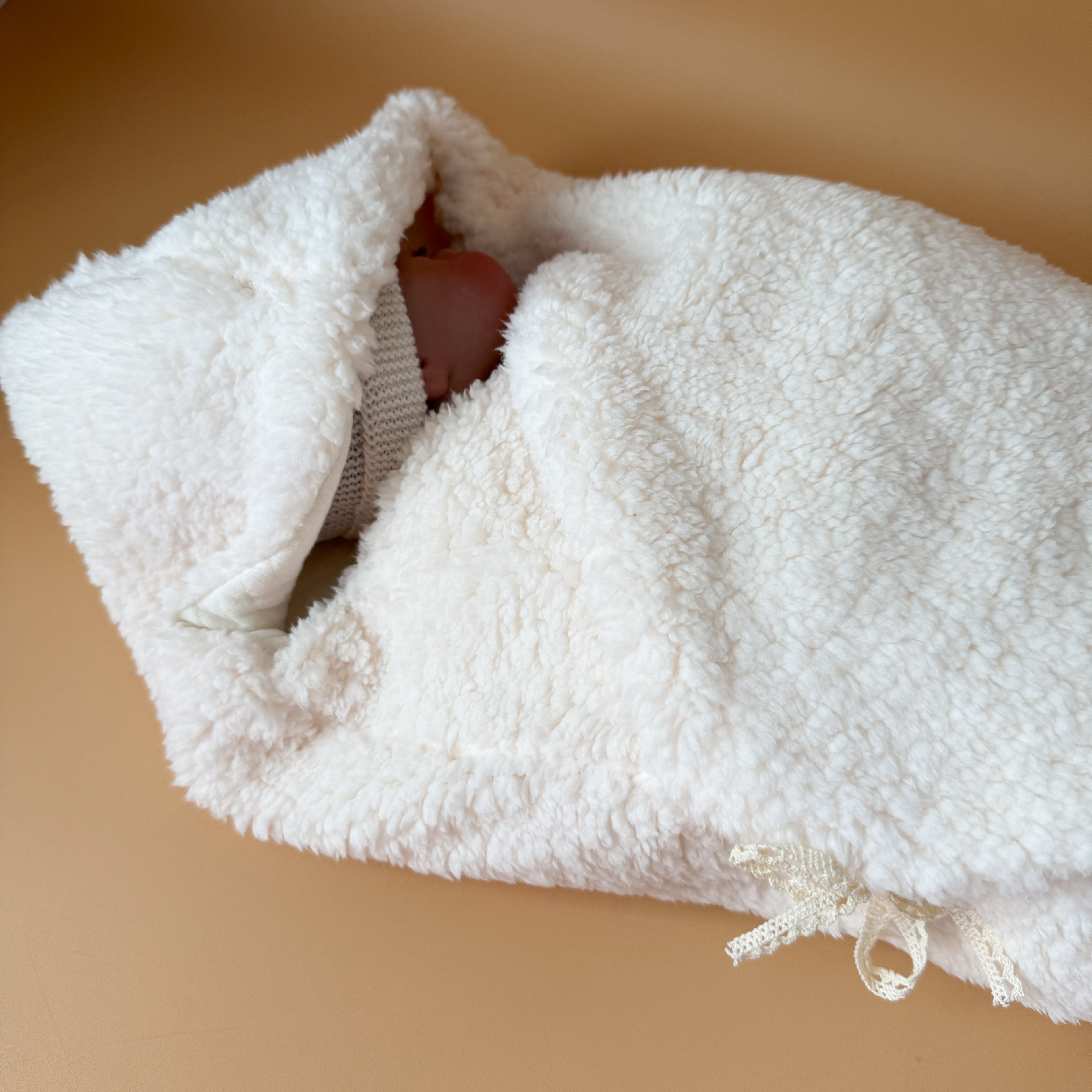 Couverture  Hiver Spéciale Cosy - Jersey matelassé / Fausse fourrure Sherpa -  Écru
