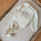 Ensemble de naissance personnalisé écru - Brassière en tricot écrue + pantalon à pied