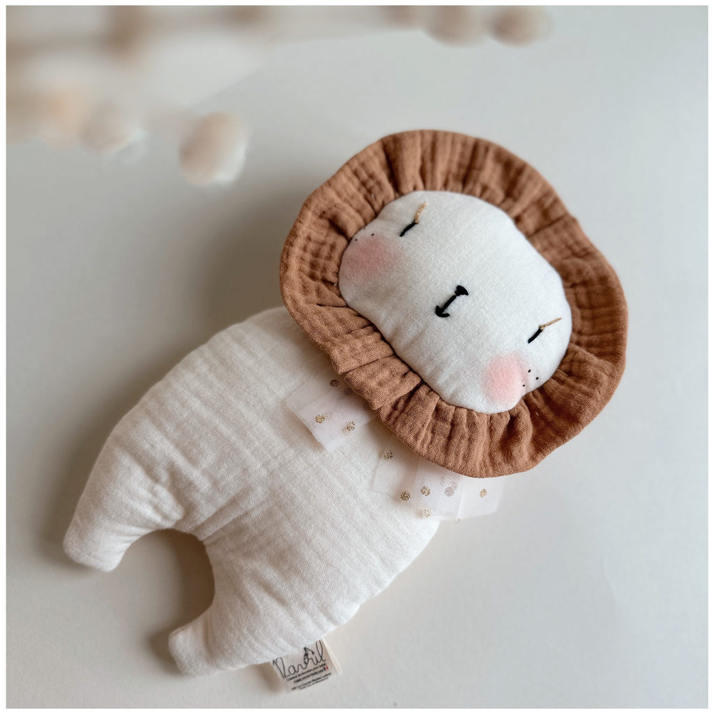 doudou lion en gaze de coton
