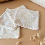 Lot de 4 maxi lingettes micro éponge de bambou - Motif Oies Blanches