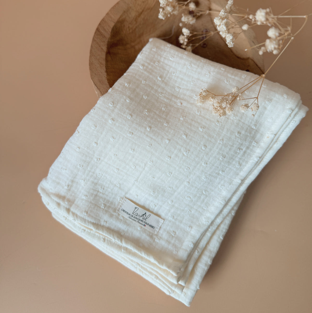 Maxi-lange en gaze de coton - Motif Plumetis écru