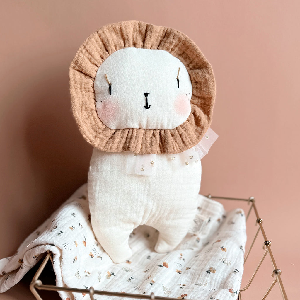 Doudou Mr Lion écru crinière biscuit