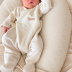 Pyjama de naissance avec prénom personnalisé - Velours côtelé écru
