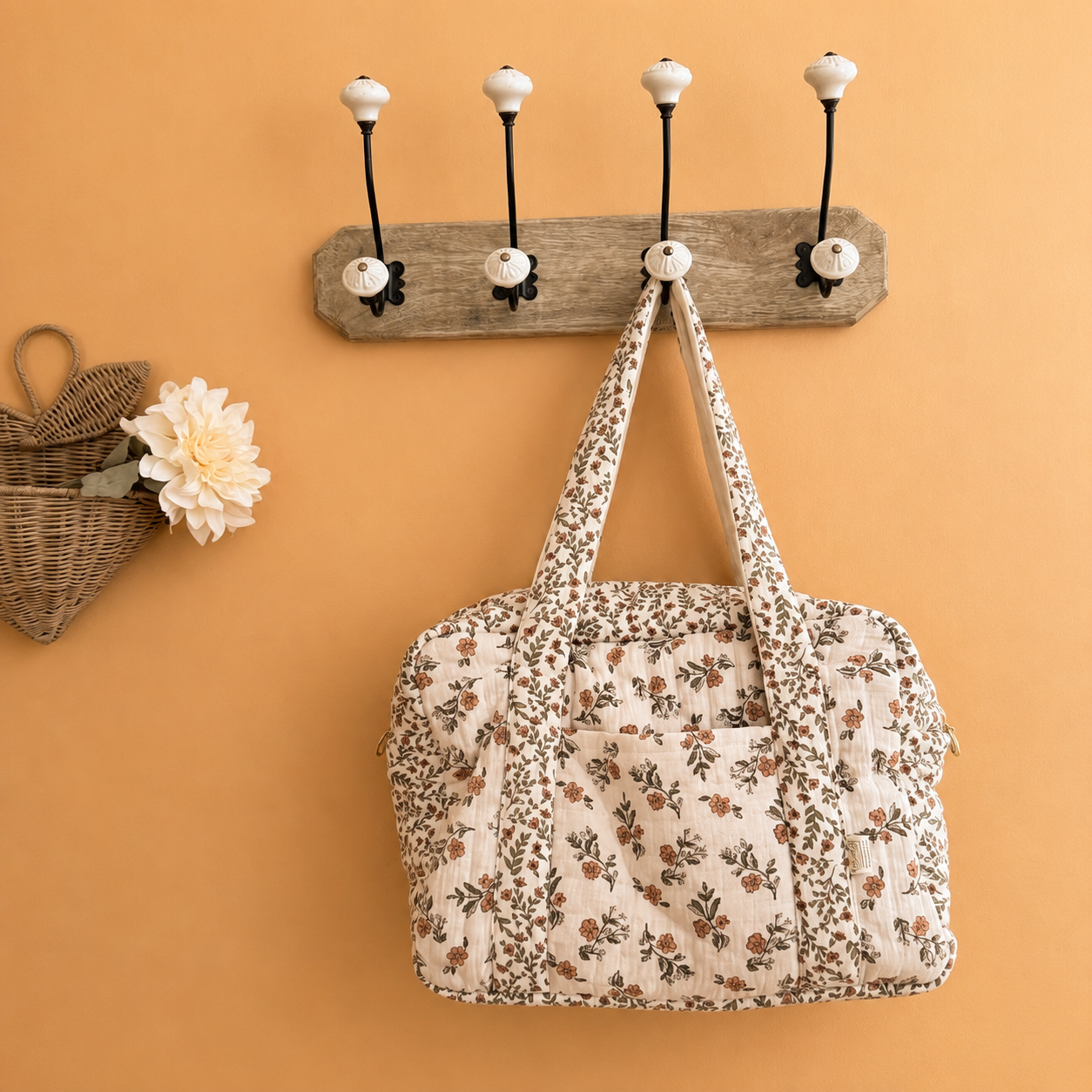 Sac à langer personnalisé – Matelassé motif Fleuri