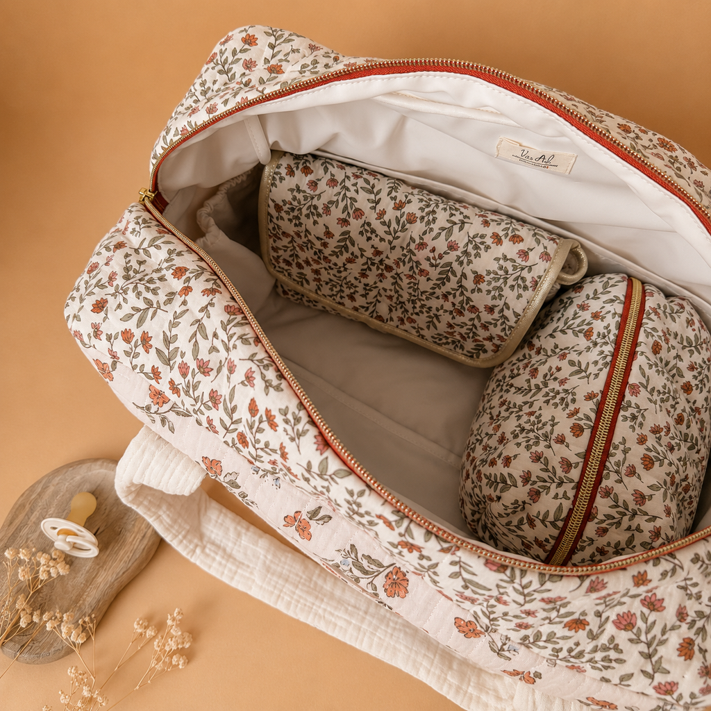 Sac à langer personnalisé – Matelassé motif Fleuri