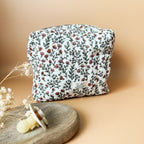 Trousse de toilette matelassée personnalisée avec prénom - Motif Fleuri
