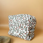 Trousse de toilette matelassée personnalisée avec prénom - Motif Fleuri