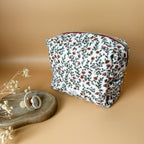 Trousse de toilette matelassée personnalisée avec prénom - Motif Fleuri