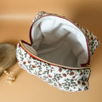Trousse de toilette matelassée personnalisée avec prénom - Motif Fleuri
