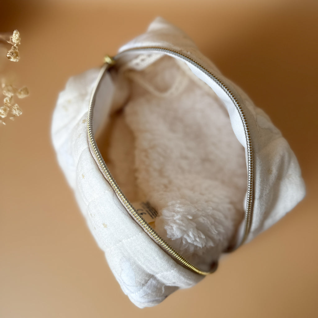 Trousse de toilette matelassée -  Motif Oies Blanches