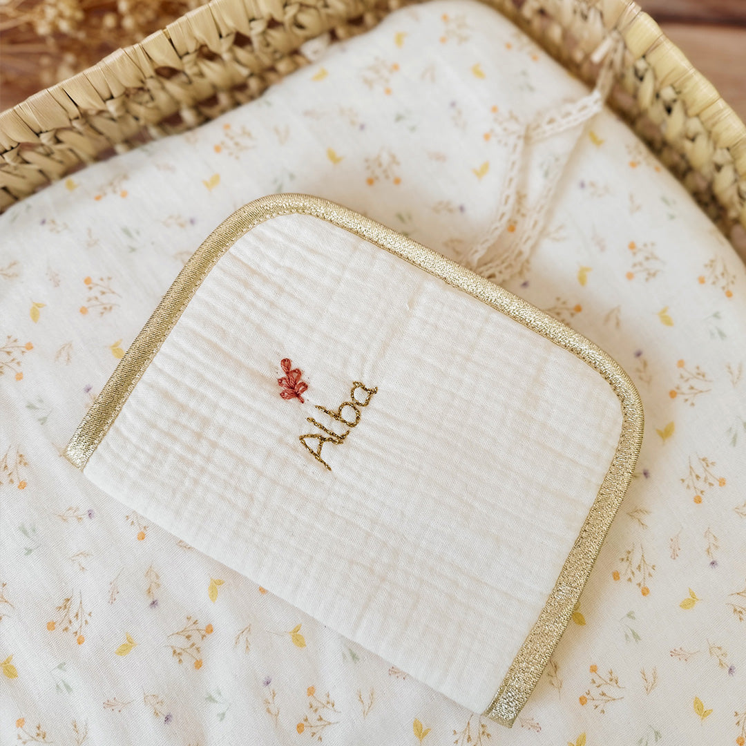 Album Photo de Naissance Personnalisé - Gaze de coton écrue - Made in France