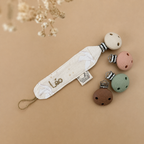 Attache tétine personnalisée en gaze de coton - Motif Oies Blanches