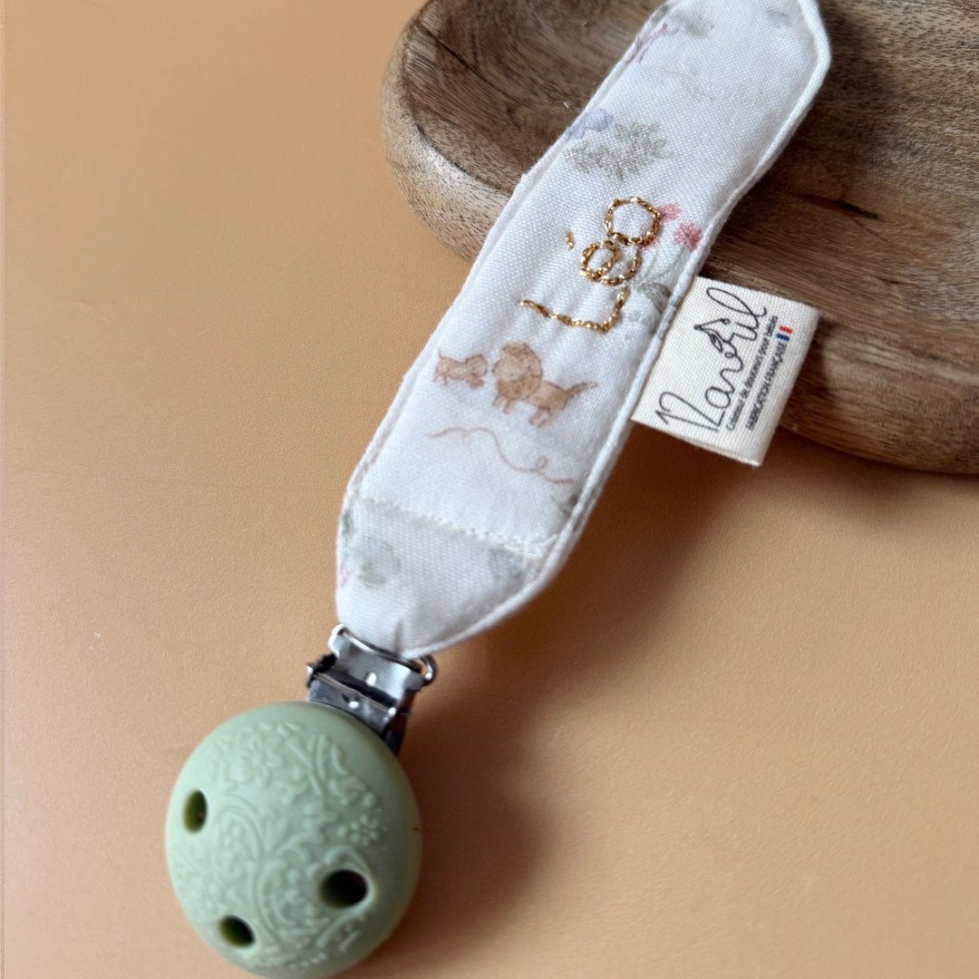 Attache tétine personnalisée en gaze de coton - Motif jungle