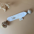 Attache tétine personnalisée en gaze de coton - Motif Oies Blanches
