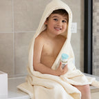 Ma grande cape de bain XXL personnalisée en micro éponge de bambou et gaze de coton écrue - Made in France