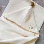 Maxi cape de bain XXL personnalisée - Écrue avec pompon