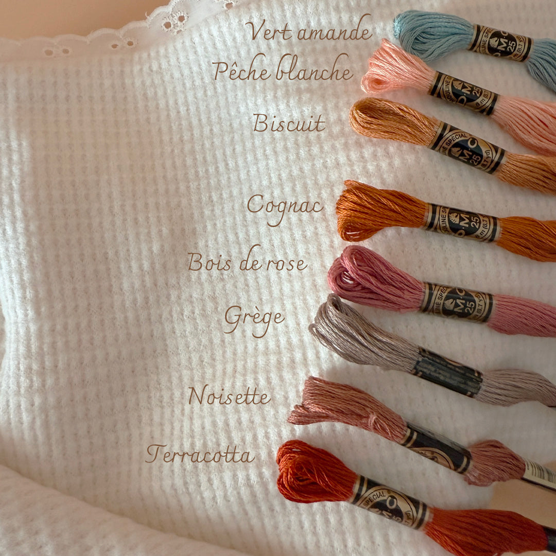 Ensemble de naissance blanc en coton - Croisée bouton esprit bois