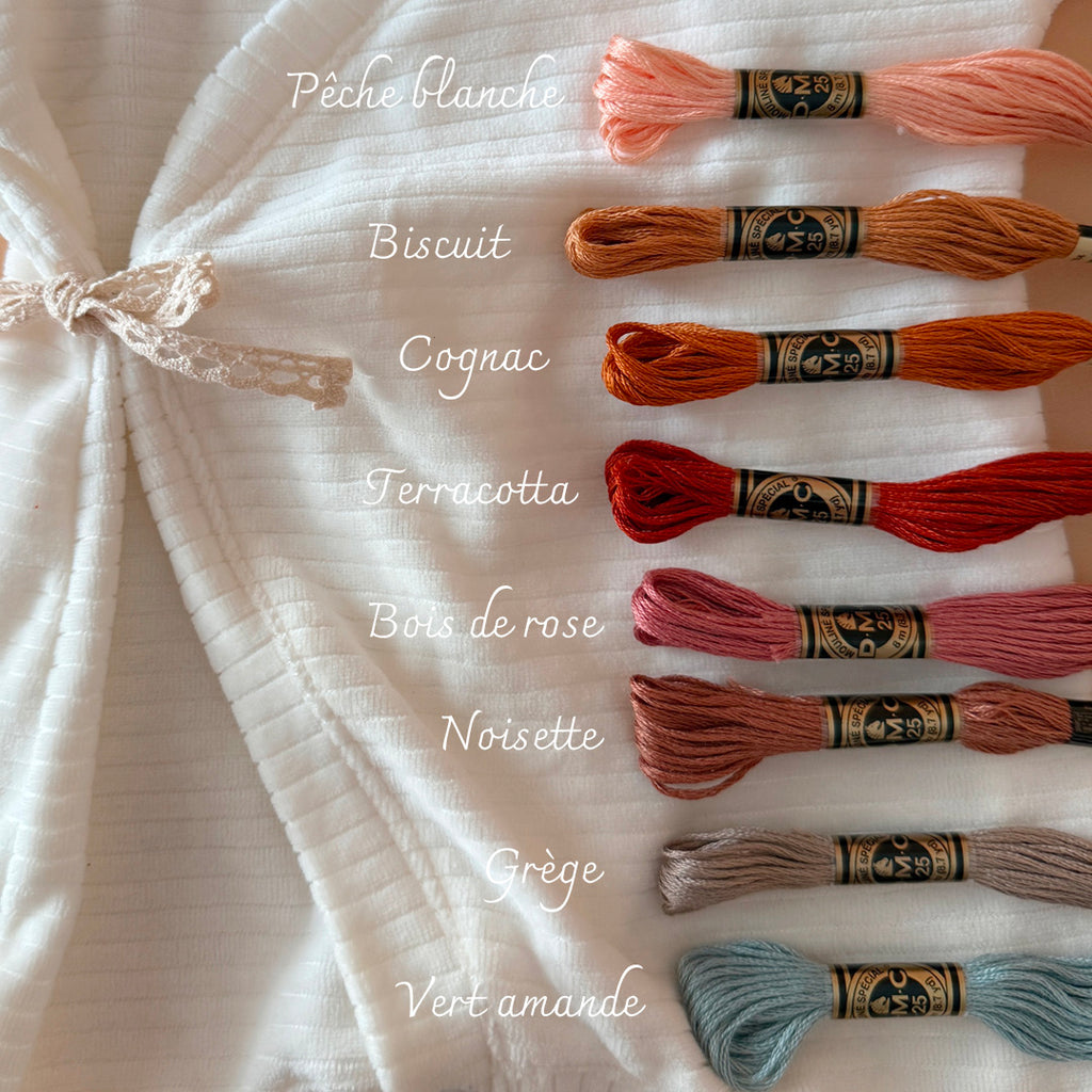 Bonnet de Naissance en Velours Côtelé Écru -  ♡ Initiale brodée