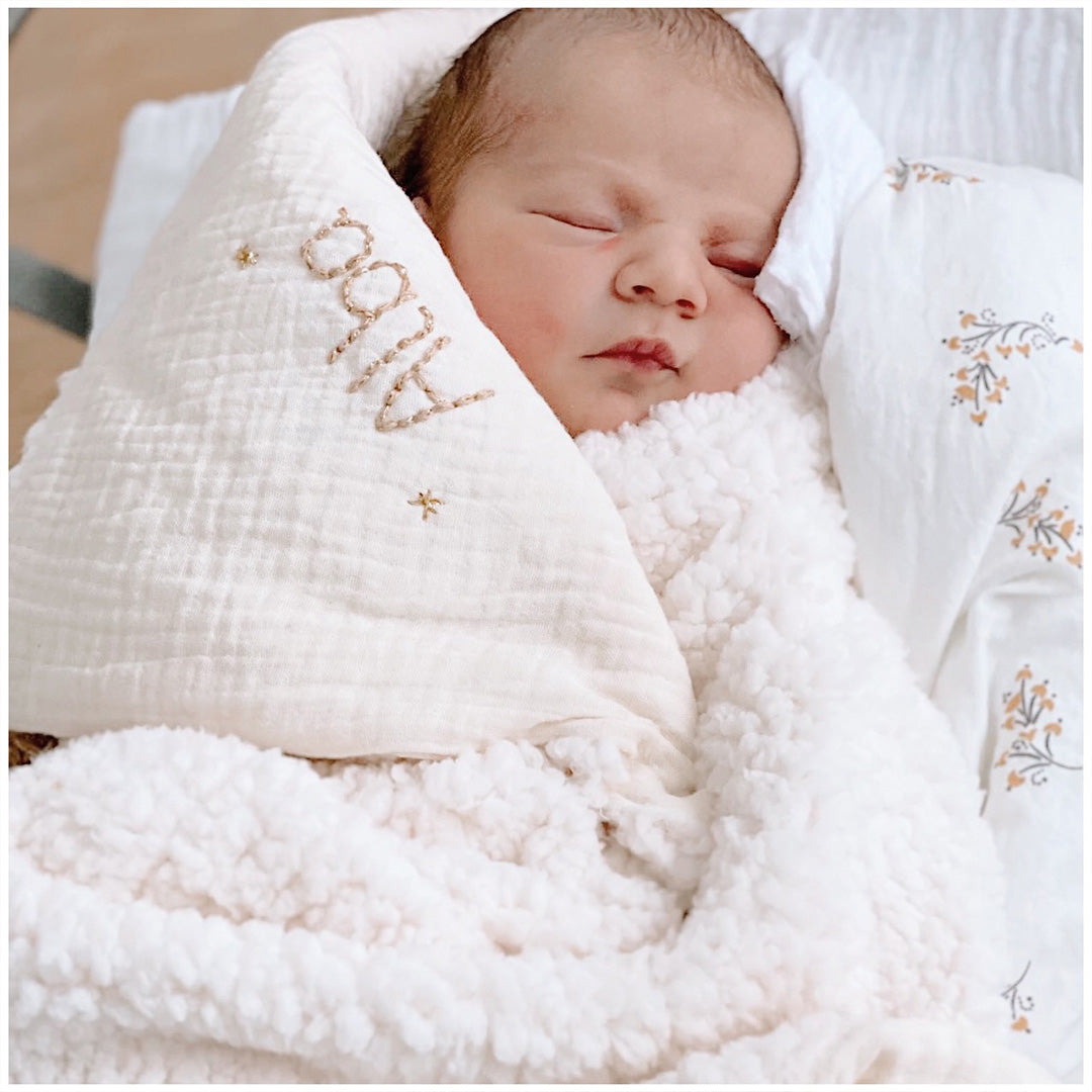 couverture de naissance personnalisée made in france