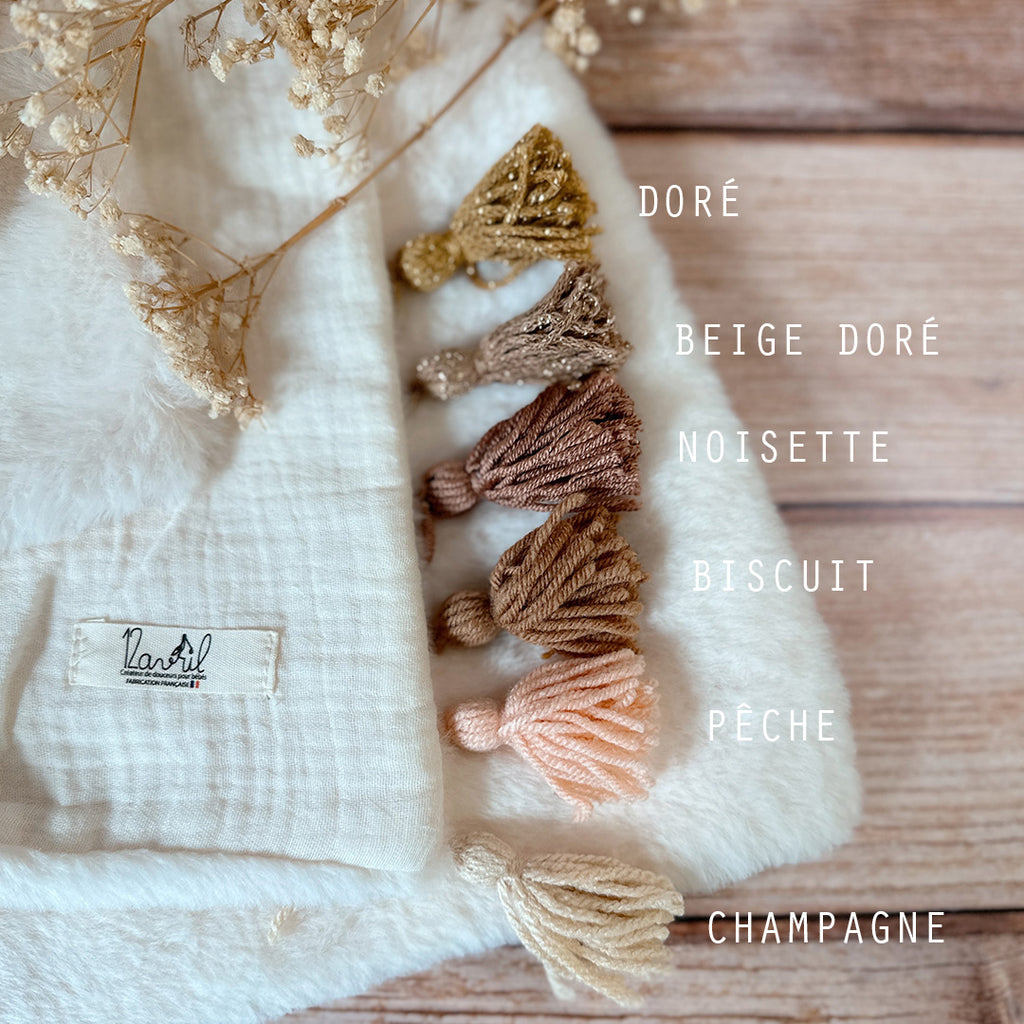 Couverture chaude bébé d’hiver - fausse fourrure sherpa écrue et gaze de coton écrue