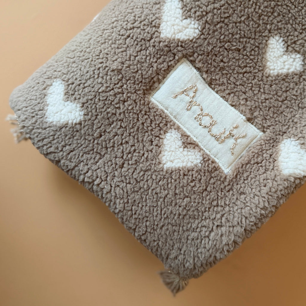 Couverture Spéciale Bébé d'Hiver - Double sherpa coeur