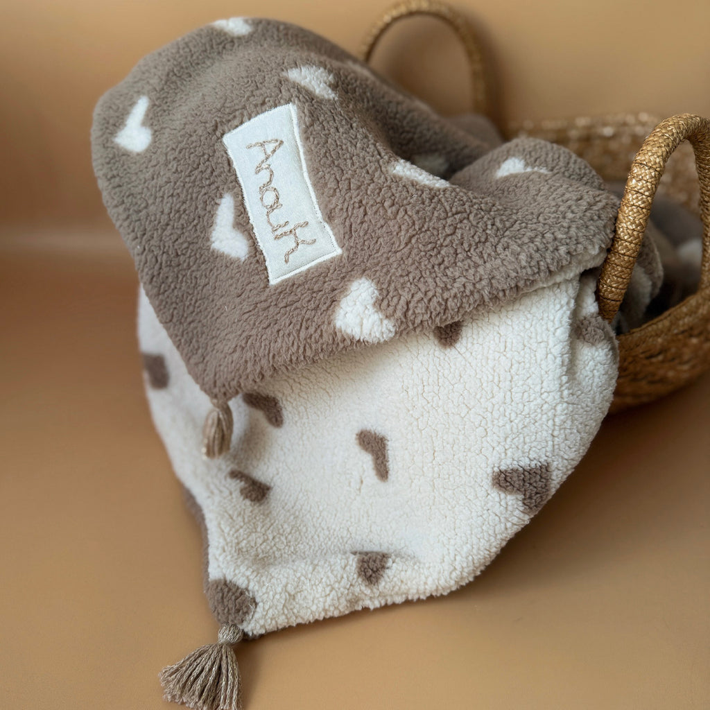 Couverture Spéciale Bébé d'Hiver - Double sherpa coeur