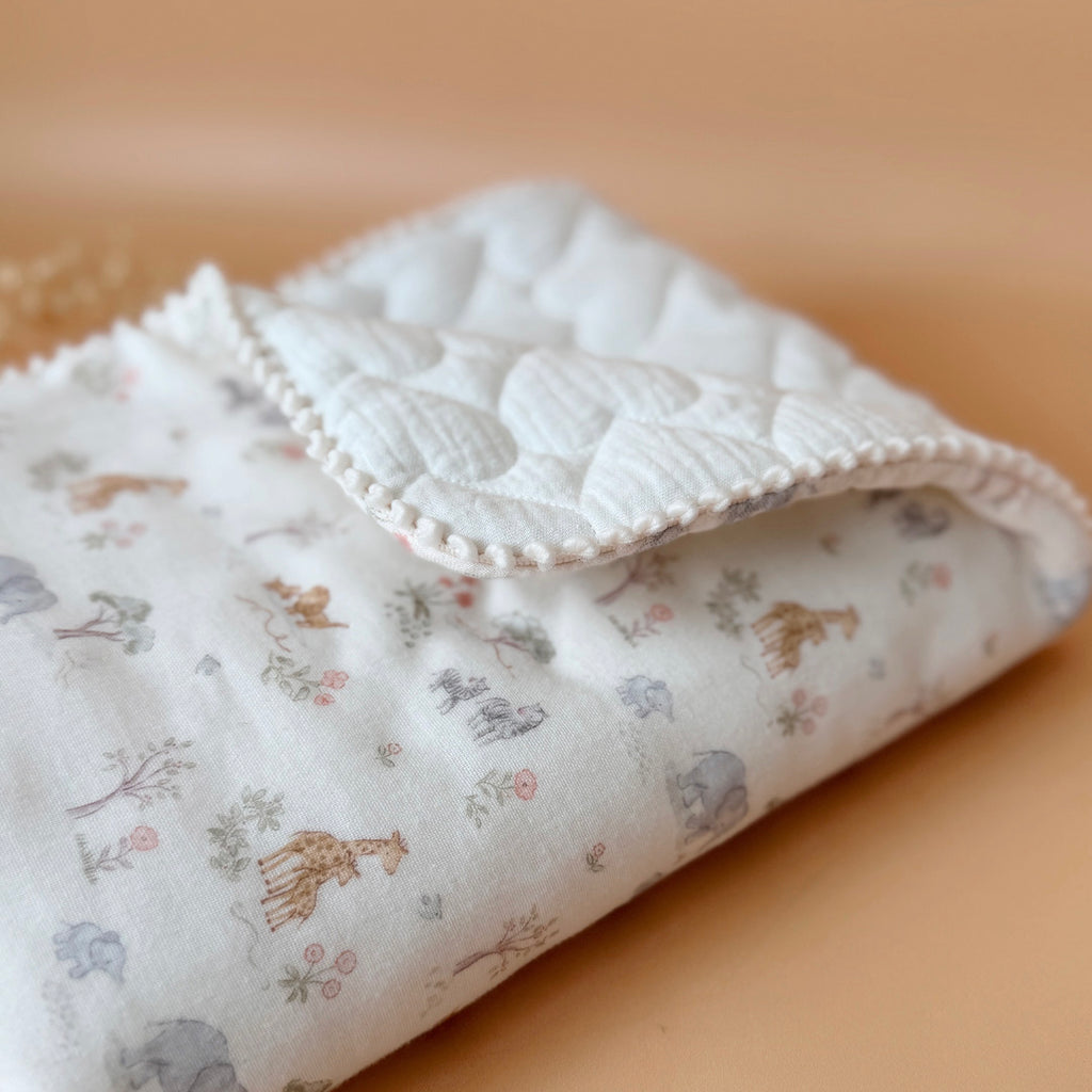 Couverture d’été en gaze 100% coton matelassé ♡ - Motif jungle