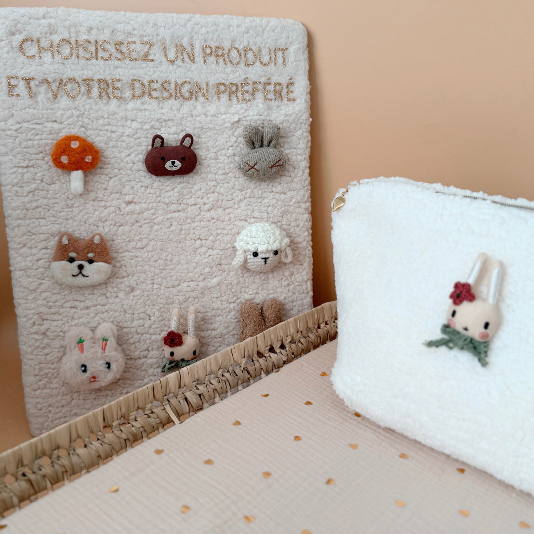 Trousse de toilette Sherpa Écru - Motifs au choix