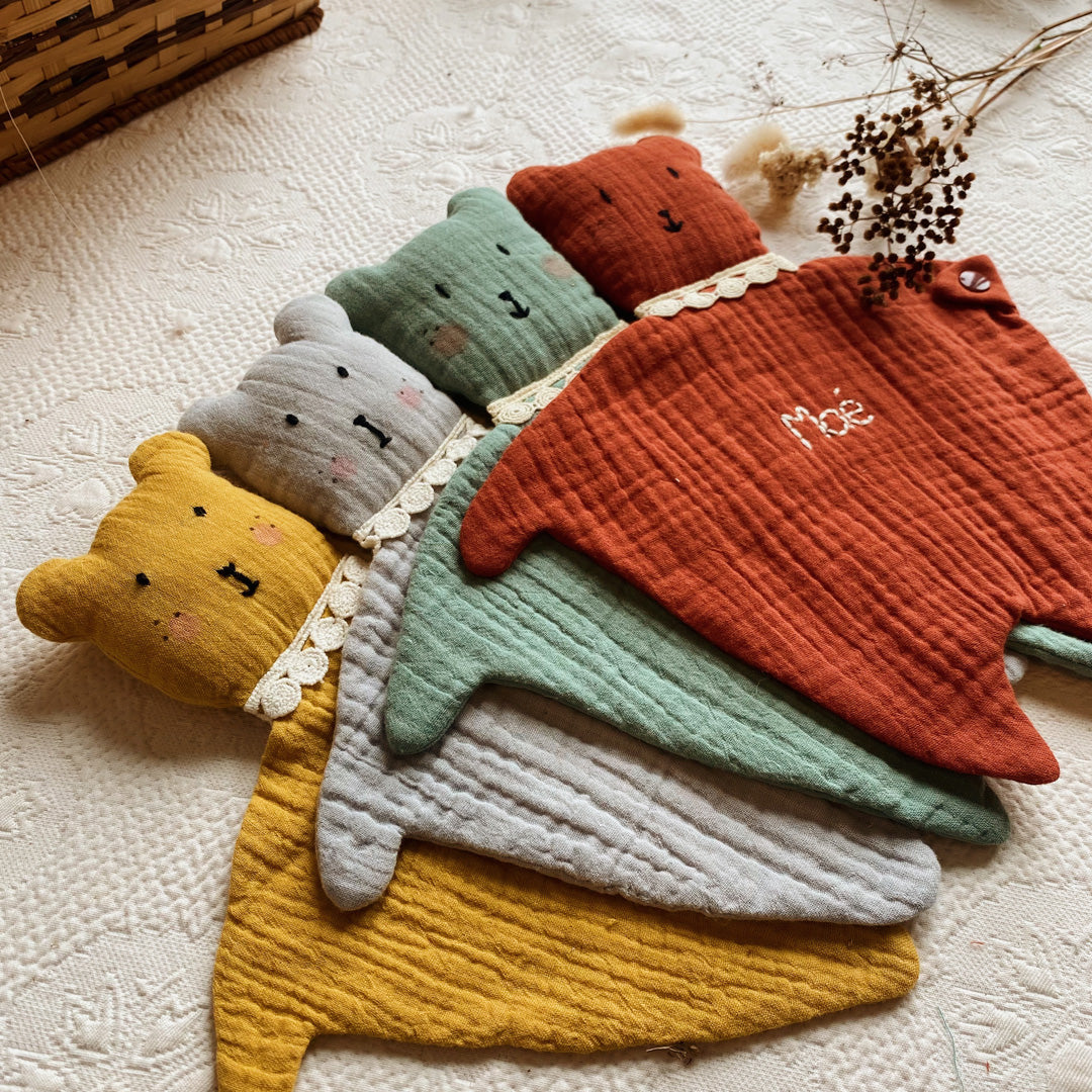 doudou attache tétine en gaze de coton