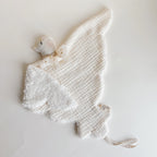 Doudou Mme Colombe - Fausse fourrure et double gaze de coton brodé à la main