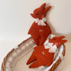 Doudou Madame Bichette Terracotta - Triple gaze de coton brodé à la main