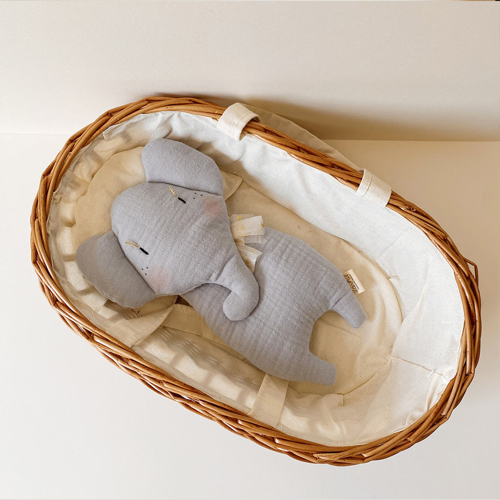 Doudou Mr Éléphanto gris - Triple gaze de coton brodé à la main