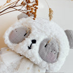Doudou Mr Panda - Fausse fourrure et triple gaze de coton brodé à la main