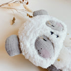 Doudou Mr Panda - Fausse fourrure et triple gaze de coton brodé à la main