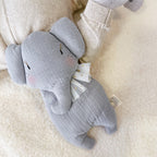doudou elephant en gaze de coton personnalisé
