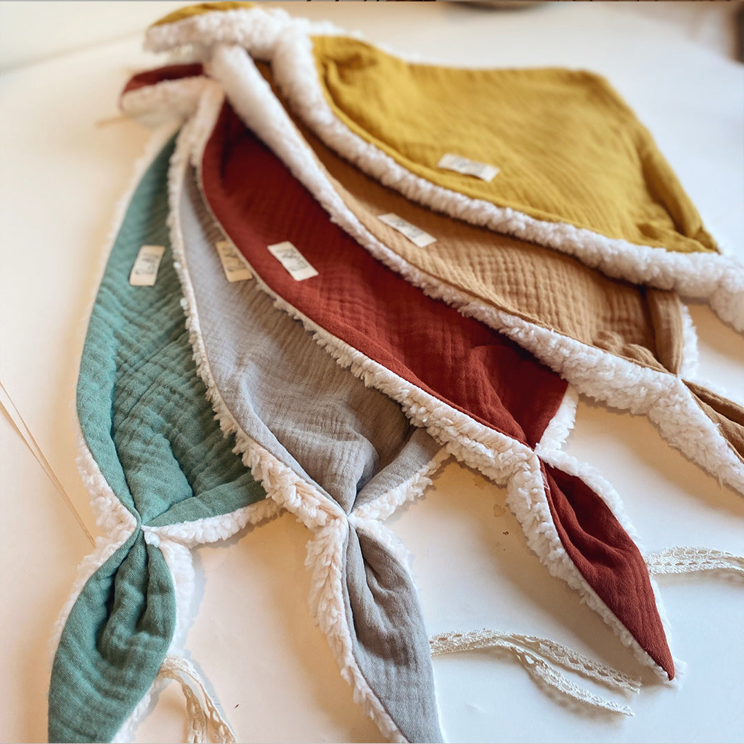 Doudou Lange Charly - Fausse fourrure et triple gaze de coton