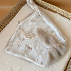Doudou Lange Fourrure grège - Motif Toile de Jouy Biche