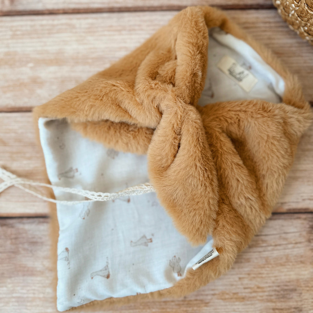 Doudou Lange Fourrure Biscuit- Motif Ma petite oie