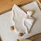 Doudou Mme Oie Écrue - Fourrure extra douce - Motif Oies Blanches