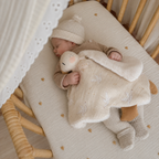 Doudou Mme Oie Écrue - Fourrure extra douce - Motif Oies Blanches