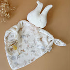 Doudou lange lapin - Micro éponge écrue et motif jungle